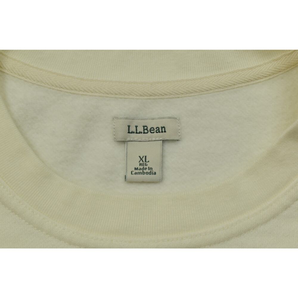 LL Bean Crewneck Sweatshirt Mens XL White Signature Script Logo Cotton Blend - Picture 6 of 8